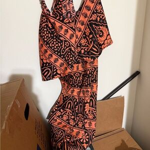 Bright Black and Orange Patterned Dress